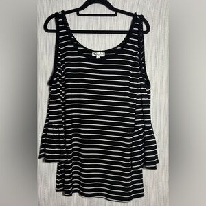 Neiman Marcus Black and White Striped Blouse